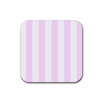 Vertical Stripes - White and Pale Thistle Violet Rubber Coaster (Square)