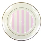 Vertical Stripes - White and Pale Thistle Violet Porcelain Plate