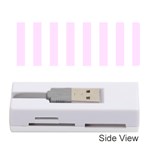 Vertical Stripes - White and Pale Thistle Violet Memory Card Reader (Stick)