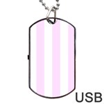 Vertical Stripes - White and Pale Thistle Violet Dog Tag USB Flash (One Side)
