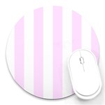 Vertical Stripes - White and Pale Thistle Violet Round Mousepad