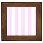 Vertical Stripes - White and Pale Thistle Violet Framed Tile