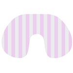 Vertical Stripes - White and Pale Thistle Violet Travel Neck Pillow