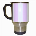 Vertical Stripes - White and Pale Thistle Violet Travel Mug (White)