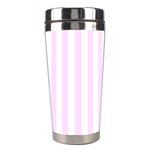 Vertical Stripes - White and Pale Thistle Violet Stainless Steel Travel Tumbler