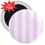 Vertical Stripes - White and Pale Thistle Violet 3  Magnet (10 pack)