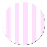 Vertical Stripes - White and Pale Thistle Violet Magnet 5  (Round)