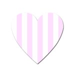 Vertical Stripes - White and Pale Thistle Violet Magnet (Heart)