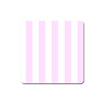 Vertical Stripes - White and Pale Thistle Violet Magnet (Square)