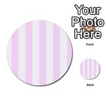 Vertical Stripes - White and Pale Thistle Violet Multi-purpose Cards (Round)