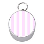 Vertical Stripes - White and Pale Thistle Violet Silver Compass (Mini)