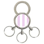 Vertical Stripes - White and Thistle Violet 3-Ring Key Chain