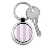 Vertical Stripes - White and Thistle Violet Key Chain (Round)