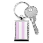 Vertical Stripes - White and Thistle Violet Key Chain (Rectangle)
