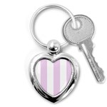 Vertical Stripes - White and Thistle Violet Key Chain (Heart)