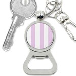 Vertical Stripes - White and Thistle Violet Bottle Opener Key Chain