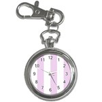 Vertical Stripes - White and Thistle Violet Key Chain Watch