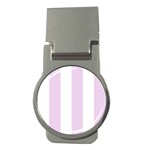 Vertical Stripes - White and Thistle Violet Money Clip (Round)