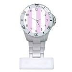 Vertical Stripes - White and Thistle Violet Nurses Watch