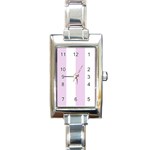 Vertical Stripes - White and Thistle Violet Rectangle Italian Charm Watch