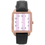 Vertical Stripes - White and Thistle Violet Rose Gold Leather Watch