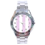 Vertical Stripes - White and Thistle Violet Stainless Steel Analogue Watch