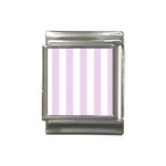 Vertical Stripes - White and Thistle Violet Italian Charm (13mm)