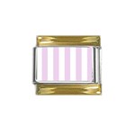 Vertical Stripes - White and Thistle Violet Gold Trim Italian Charm (9mm)