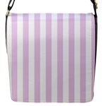 Vertical Stripes - White and Thistle Violet Flap Closure Messenger Bag (S)