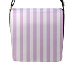 Vertical Stripes - White and Thistle Violet Flap Closure Messenger Bag (L)
