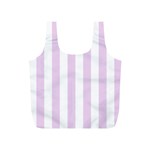 Vertical Stripes - White and Thistle Violet Full Print Recycle Bag (S)