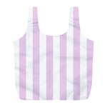 Vertical Stripes - White and Thistle Violet Full Print Recycle Bag (L)