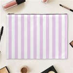 Vertical Stripes - White and Thistle Violet Cosmetic Bag (XL)