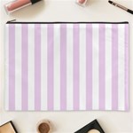 Vertical Stripes - White and Thistle Violet Cosmetic Bag (XXXL)