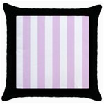 Vertical Stripes - White and Thistle Violet Throw Pillow Case (Black)