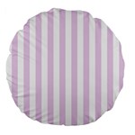 Vertical Stripes - White and Thistle Violet Large 18  Premium Flano Round Cushion