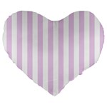 Vertical Stripes - White and Thistle Violet Large 19  Premium Flano Heart Shape Cushion