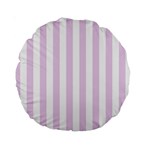 Vertical Stripes - White and Thistle Violet Standard 15  Premium Round Cushion
