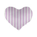 Vertical Stripes - White and Thistle Violet Standard 16  Premium Flano Heart Shape Cushion