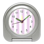 Vertical Stripes - White and Thistle Violet Desk Alarm Clock