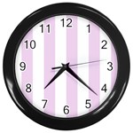 Vertical Stripes - White and Thistle Violet Wall Clock (Black)