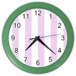 Vertical Stripes - White and Thistle Violet Color Wall Clock