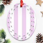 Vertical Stripes - White and Thistle Violet Ornament (Bell) Ornament (Oval Filigree)