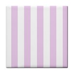 Vertical Stripes - White and Thistle Violet Tile Coaster