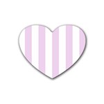 Vertical Stripes - White and Thistle Violet Heart Coaster (4 pack)