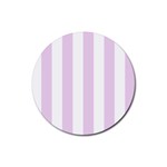 Vertical Stripes - White and Thistle Violet Rubber Coaster (Round)