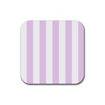 Vertical Stripes - White and Thistle Violet Rubber Coaster (Square)