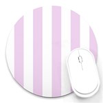Vertical Stripes - White and Thistle Violet Round Mousepad