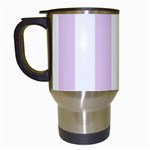 Vertical Stripes - White and Thistle Violet Travel Mug (White)