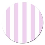 Vertical Stripes - White and Thistle Violet Magnet 5  (Round)